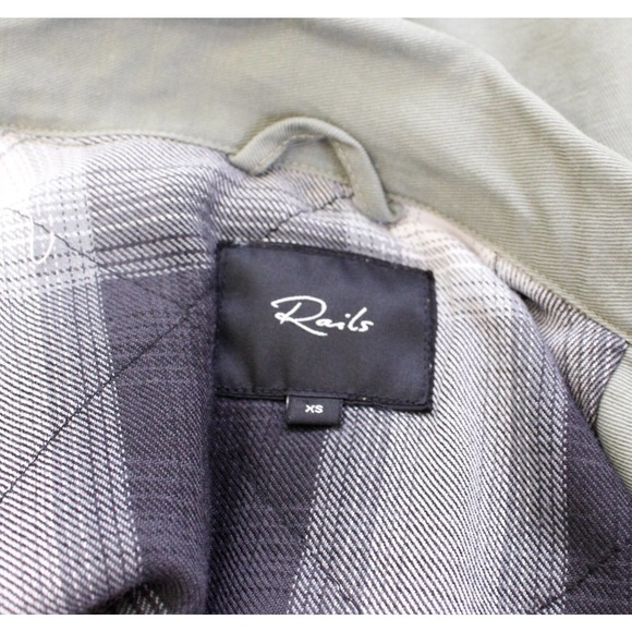 RAILS Jayden Sage Green Drawstring Utility Style Jacket Size XS Plaid Lined - Picture 3 of 7